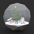 Detailed Christmas Themed Sculpture With Snow Globe Tree Snowman And Gifts