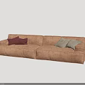 Brown Sectional Sofa with Red and Light Green Decorative Pillows in Modern Living Room Setting