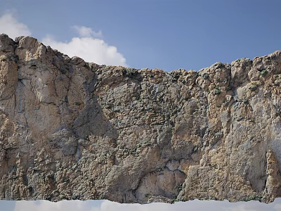 Majestic Cliff With Rocky Surface Under Blue Sky And White Clouds 3d model