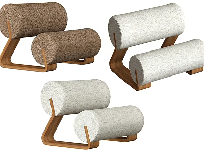 Modern Minimalist Single Sofa Designs With Brown White Fabric And Wooden Legs 3d model