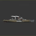 Naval Warship Weapon Sailing on Blue Sea with Large Main Battle Cannons