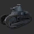 Historical Military Tank With Caterpillar Tracks And Number 16 Gray Exterior