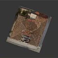 Classical Style Building Model With Sloped Red Tile Roof Stone Exterior Windows And Door