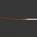 Traditional Samurai Sword With Orange Decorative Blade White Handle On Black Background