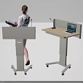 Modern Mobile Podium Design With Laptop Microphone And Folder For Presentations 3d model