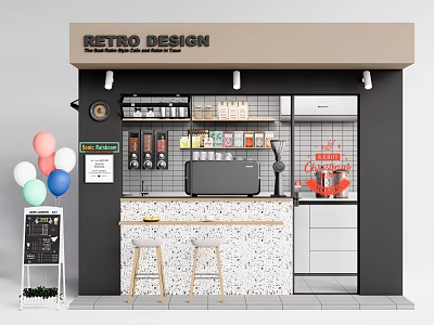 Modern Door Head Cafe Coffee Bar Counter Door Head 3d model