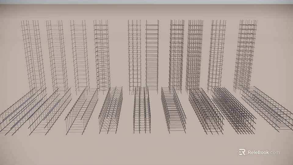 Steel Reinforcement Framework For Building Construction Components 3d model