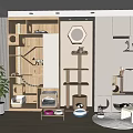 Modern Cat Furniture Design With Wooden Shelves Cozy Pet Beds And Play Areas