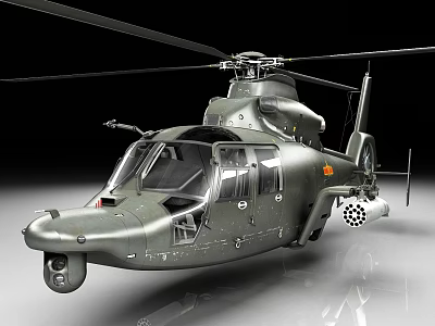 Green Military Armed Helicopter With Rotor System Cockpit And Weapon Pods 3d model