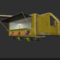 Yellow Rustic Mobile Food Truck With Awning And Food Display Window