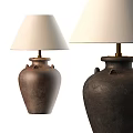Two Handcrafted Table Lamps With Ceramic Bases And Ivory Fabric Shades For Home Decor