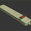 White Long Strip Design Switch Panel With Multiple Outlets And Red Control Button