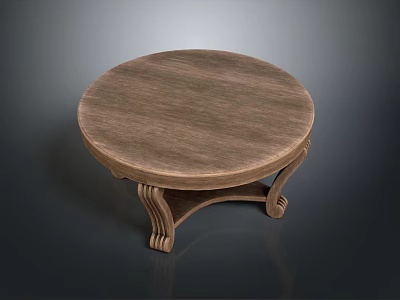 Round Wooden Coffee Table With Ornate Carved Legs For Living Room Furniture 3d model