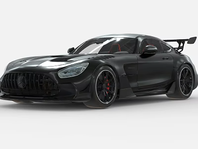 Black Sports Car With Sleek Design Rear Spoiler Large Wheels And Red Brake Calipers 3d model