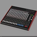 Professional Audio Mixing Console With Multiple Faders Knobs And Modern Red Black Frame