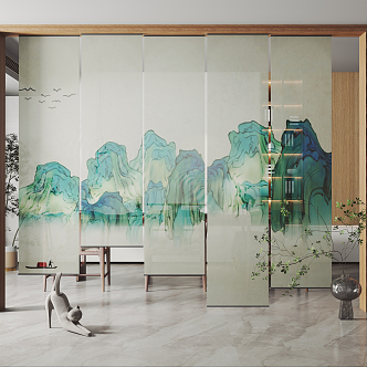 New Chinese-style rolling curtain gauze curtain 3d model