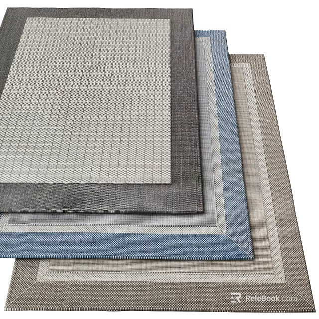 Square Rugs With Woven Textures In Gray Blue And Beige For Home Decoration 3d model 