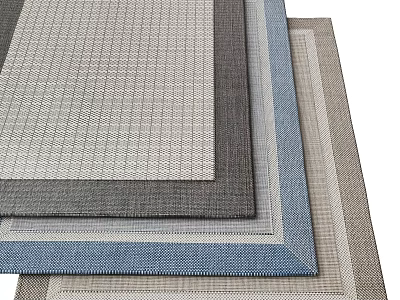 Square Rugs With Woven Textures In Gray Blue And Beige For Home Decoration 3d model