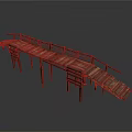 Natural Wooden Bridge With Plank Walkway And Railings For Outdoor Use