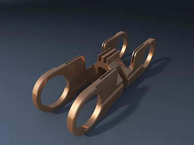 Modern Industrial Metal Sculpture With Circular Rings And Geometric Connecting Components 3d model