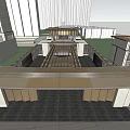 Modern Sales Office Building With Grand Entrance Canopy Surrounding High Rise Buildings And Paved Ground