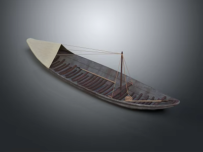 Classic Handcrafted Wooden Boat Featuring White Canopy And Traditional Wooden Hull 3d model
