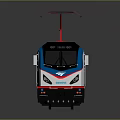 Amtrak Electric Train With American Flag Design Red Pantographs And White Blue Exterior
