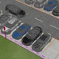 Different Colored Cars Parked Neatly In City Parking Lot Space