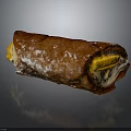 Crispy Italian Cannoli With Powdered Sugar Creamy Filling And Yellow Fruit Slices