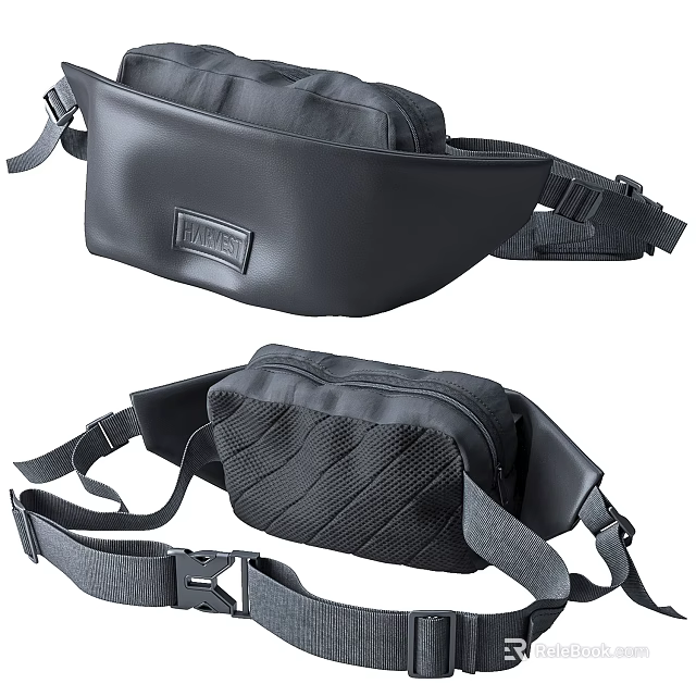 Black Fanny Pack With Adjustable Straps And Multiple Compartments For Daily Use 3d model 