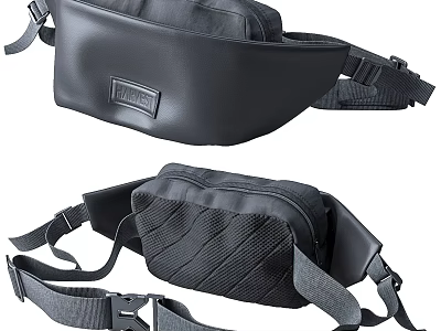 Black Fanny Pack With Adjustable Straps And Multiple Compartments For Daily Use 3d model