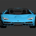 Blue Luxury Sports Car With Sleek Design Black Roof And Rear Spoiler