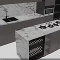 Modern Kitchen Interior Design With Gray Cabinets Marble Countertop Built in Appliances And Sink Area