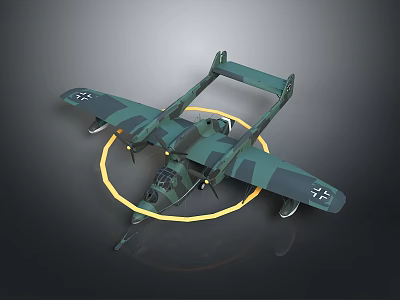 Detailed Military Aircraft 3D Model With Camouflage Paint And Cross Markings 3d model