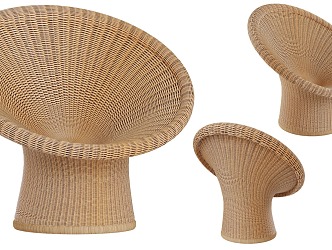 Rattan Leisure Chair Plastic Leisure Chair Outdoor Leisure Chair Art Chair Decoration French Chair 3d model