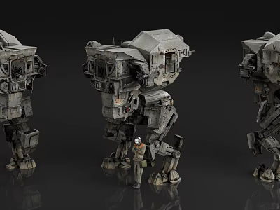Giant Mech Game Movie Character With Industrial Metallic Structure And Human Figure 3d model