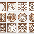 New Chinese-style openwork grilles window grilles window grilles doors and windows 3d model