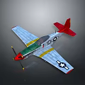 Vintage Airplane Model With Red Tail Green Cockpit And White Star On Wings