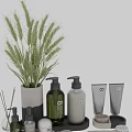 Natural Skincare Products With Wheat Stalks In Glass Bottles And White Containers