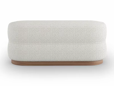 Stylish Beige Upholstered Sofa Stool With Textured Surface And Wooden Base 3d model