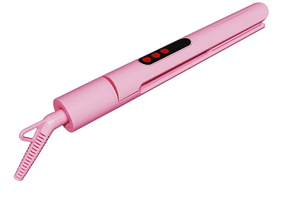 Pink Hair Straightener With Digital Display And Red Indicator Lights 3d model