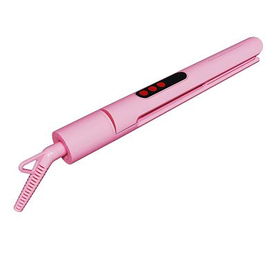 Pink Hair Straightener With Digital Display And Red Indicator Lights 3d model