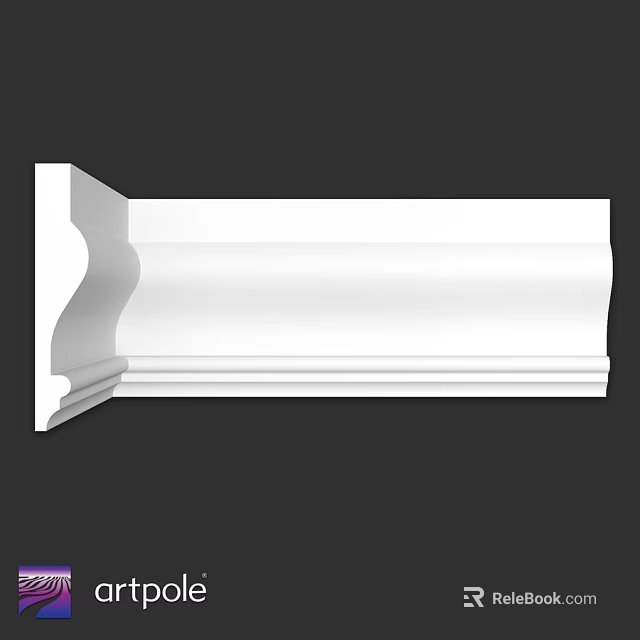 White Ornate Decorative Molding With Detailed Design For Interior Decoration 3d model 