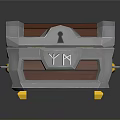 Wooden Treasure Chest With Metal Frame Keyhole Yellow Latch And Yellow Feet