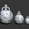 Furniture Decorative Blue And White Porcelain Vases With Bird Bamboo Patterns Different Sizes