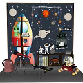 Starry Wall Kids Room Decor With Rocket Shelf And Astronaut Plush Dolls