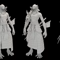 Game Fantasy Character With Blue Green Skin White Hair And Warrior Armor Design