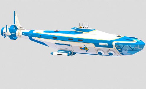 Modern Submarine Cartoon Submarine 3d model