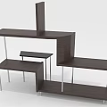 Modern Display Shelving Unit With Multiple Tiers Wooden Surface And Metal Frames 3d model