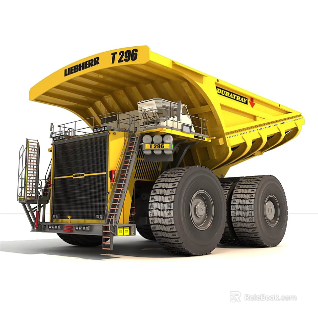 Liebherr T296 Mining Dump Truck With Large Tires Yellow Dump Body And Cab 3d model 